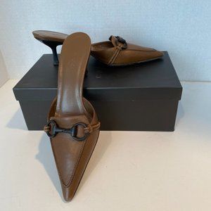 GUCCI Vintage Horse bit Leather Mules